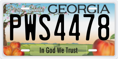 GA license plate PWS4478