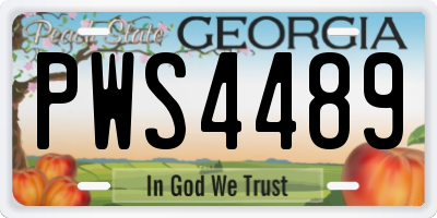GA license plate PWS4489
