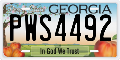 GA license plate PWS4492