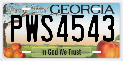 GA license plate PWS4543