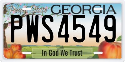 GA license plate PWS4549