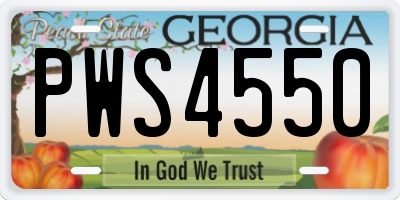 GA license plate PWS4550