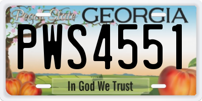 GA license plate PWS4551