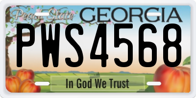 GA license plate PWS4568