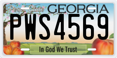GA license plate PWS4569
