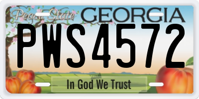 GA license plate PWS4572