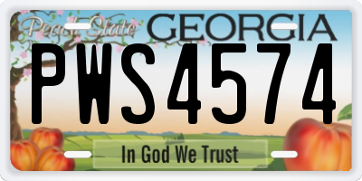 GA license plate PWS4574