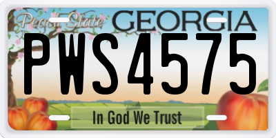 GA license plate PWS4575