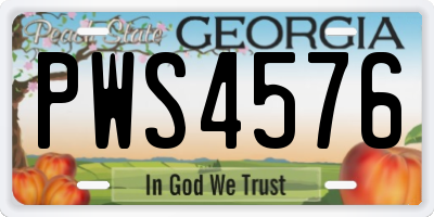 GA license plate PWS4576