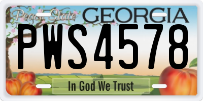 GA license plate PWS4578