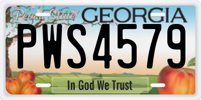 GA license plate PWS4579