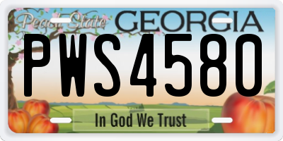 GA license plate PWS4580