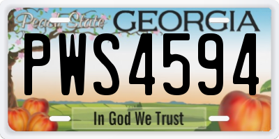 GA license plate PWS4594