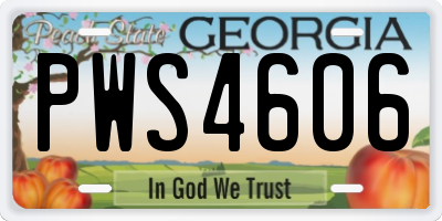 GA license plate PWS4606