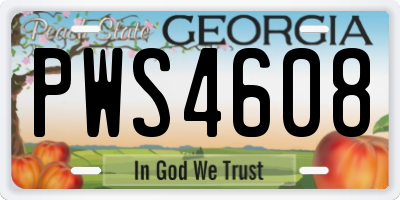 GA license plate PWS4608