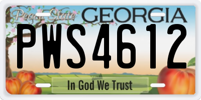 GA license plate PWS4612