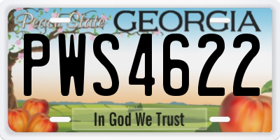 GA license plate PWS4622
