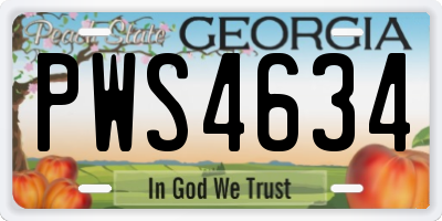 GA license plate PWS4634