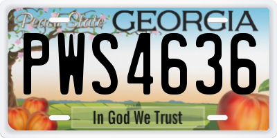 GA license plate PWS4636