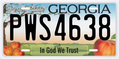 GA license plate PWS4638