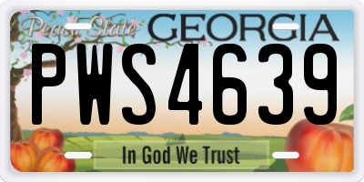 GA license plate PWS4639