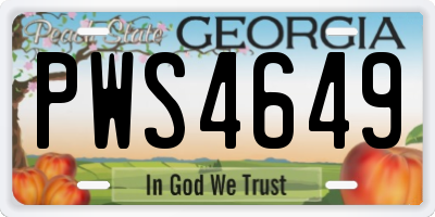 GA license plate PWS4649