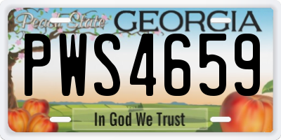 GA license plate PWS4659