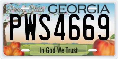 GA license plate PWS4669