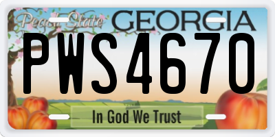 GA license plate PWS4670