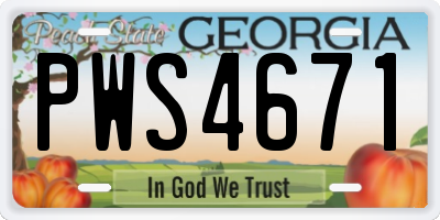 GA license plate PWS4671