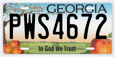 GA license plate PWS4672