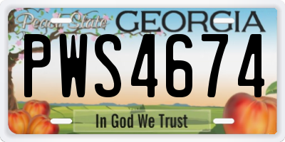 GA license plate PWS4674