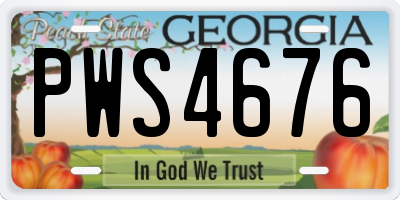 GA license plate PWS4676