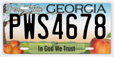 GA license plate PWS4678