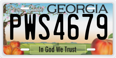 GA license plate PWS4679