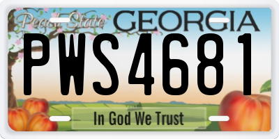GA license plate PWS4681