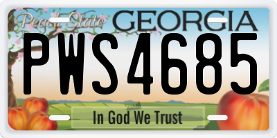 GA license plate PWS4685