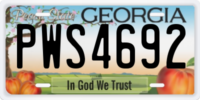 GA license plate PWS4692
