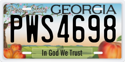 GA license plate PWS4698