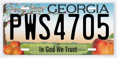 GA license plate PWS4705
