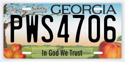 GA license plate PWS4706