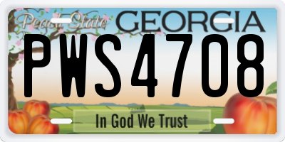 GA license plate PWS4708