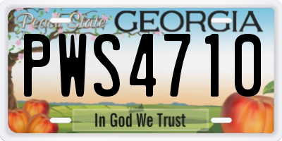 GA license plate PWS4710
