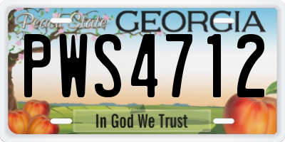 GA license plate PWS4712