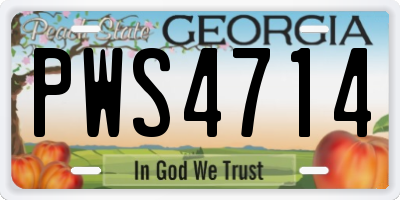 GA license plate PWS4714