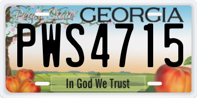 GA license plate PWS4715