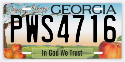 GA license plate PWS4716