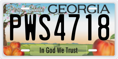 GA license plate PWS4718