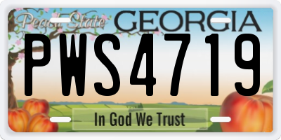 GA license plate PWS4719