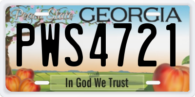 GA license plate PWS4721